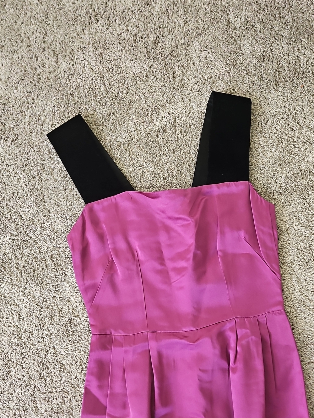 NWT Dolce & Gabbana D&G Satin Magenta Dress Black Velvet 42/M - Picture 4 of 12